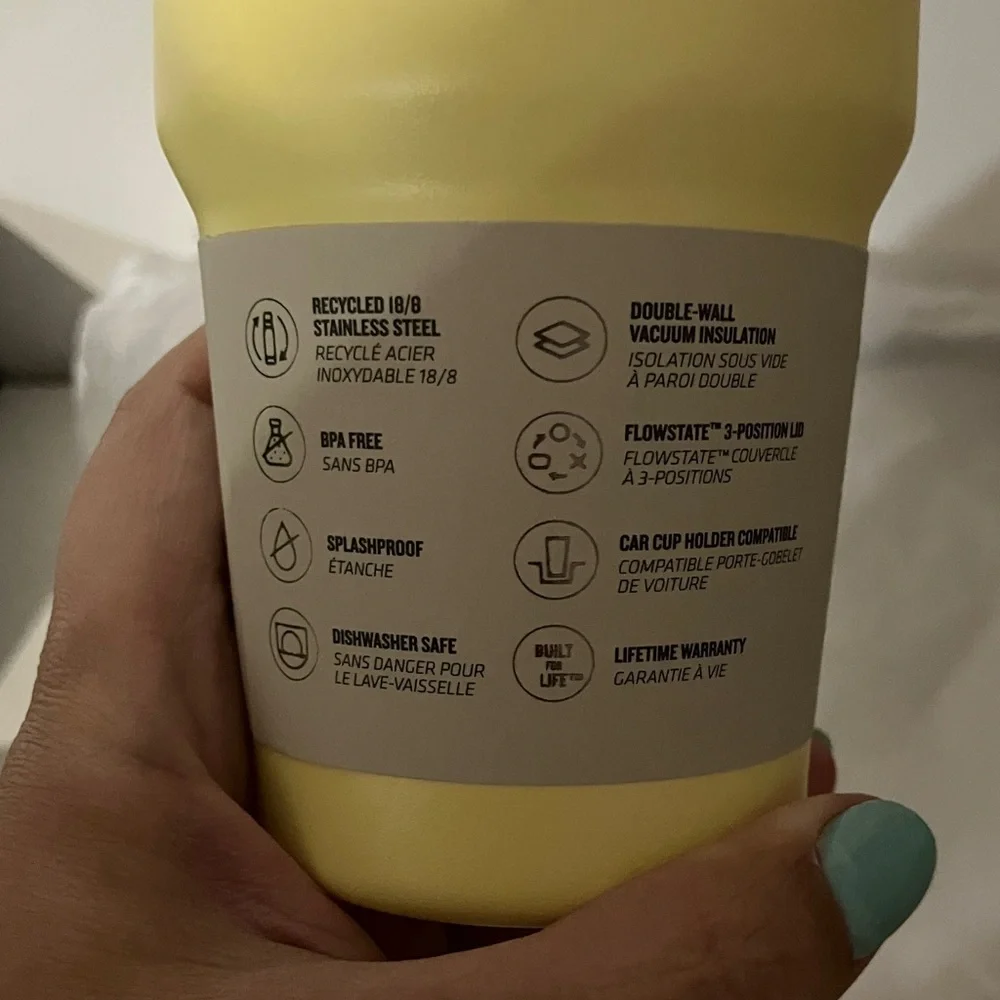 NEW Stanley Yellow 14 ounce Tumbler with Gray Lid and Straw pomelo color - Picture 3 of 8